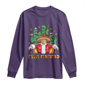 Funny Mexico Xmas Trump Long Sleeve Shirt Feliz Navidad Trump Santa TS09 Purple Print Your Wear