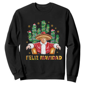 Funny Mexico Xmas Trump Sweatshirt Feliz Navidad Trump Santa TS09 Black Print Your Wear