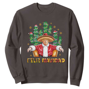 Funny Mexico Xmas Trump Sweatshirt Feliz Navidad Trump Santa TS09 Dark Chocolate Print Your Wear