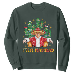 Funny Mexico Xmas Trump Sweatshirt Feliz Navidad Trump Santa TS09 Dark Forest Green Print Your Wear