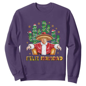 Funny Mexico Xmas Trump Sweatshirt Feliz Navidad Trump Santa TS09 Purple Print Your Wear