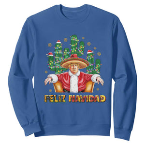 Funny Mexico Xmas Trump Sweatshirt Feliz Navidad Trump Santa TS09 Royal Blue Print Your Wear