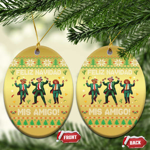 Funny Mexico Xmas Trump Christmas Ornament Feliz Navidad Mis Amigo Trump Dancing TS09 Oval Gold Print Your Wear