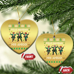 Funny Mexico Xmas Trump Christmas Ornament Feliz Navidad Mis Amigo Trump Dancing TS09 Heart Gold Print Your Wear