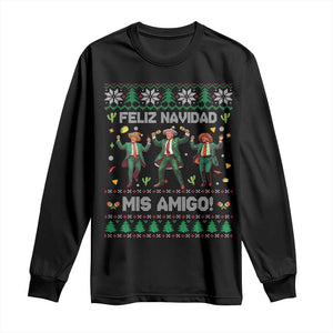 Funny Mexico Xmas Trump Long Sleeve Shirt Feliz Navidad Mis Amigo Trump Dancing TS09 Black Print Your Wear