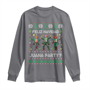 Funny Mexico Xmas Trump Long Sleeve Shirt Feliz Navidad Juana Party Trump Dancing TS09 Charcoal Print Your Wear