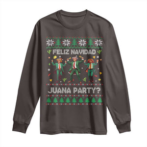 Funny Mexico Xmas Trump Long Sleeve Shirt Feliz Navidad Juana Party Trump Dancing TS09 Dark Chocolate Print Your Wear