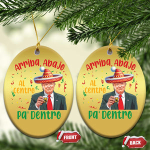 Funny Mexico Xmas Trump Christmas Ornament Arriba Abajo Al Centro Pa Dentro Trump Drinking Tequila TS09 Oval Gold Print Your Wear