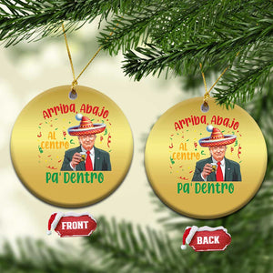 Funny Mexico Xmas Trump Christmas Ornament Arriba Abajo Al Centro Pa Dentro Trump Drinking Tequila TS09 Circle Gold Print Your Wear