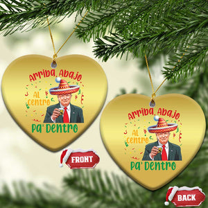 Funny Mexico Xmas Trump Christmas Ornament Arriba Abajo Al Centro Pa Dentro Trump Drinking Tequila TS09 Heart Gold Print Your Wear