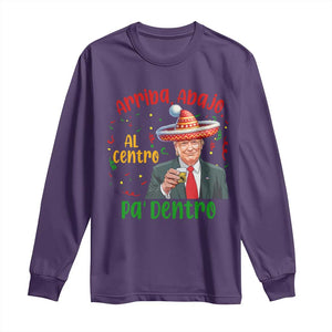 Funny Mexico Xmas Trump Long Sleeve Shirt Arriba Abajo Al Centro Pa Dentro Trump Drinking Tequila TS09 Purple Print Your Wear