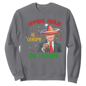 Funny Mexico Xmas Trump Sweatshirt Arriba Abajo Al Centro Pa Dentro Trump Drinking Tequila TS09 Charcoal Print Your Wear