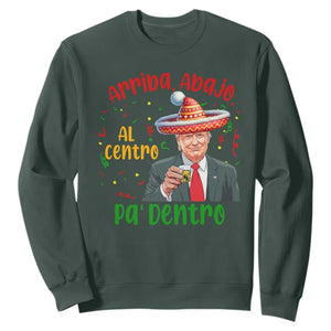 Funny Mexico Xmas Trump Sweatshirt Arriba Abajo Al Centro Pa Dentro Trump Drinking Tequila TS09 Dark Forest Green Print Your Wear