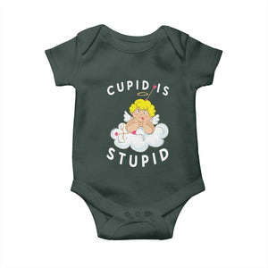 Cupid Is Stupid Funny Anti Valentine's Day Baby Onesie TS09 Dark Forest Green Print Your Wear