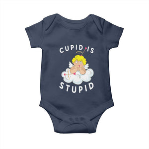 Cupid Is Stupid Funny Anti Valentine's Day Baby Onesie TS09 Navy Print Your Wear