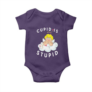 Cupid Is Stupid Funny Anti Valentine's Day Baby Onesie TS09 Purple Print Your Wear