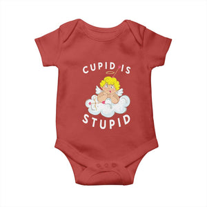 Cupid Is Stupid Funny Anti Valentine's Day Baby Onesie TS09 Red Print Your Wear