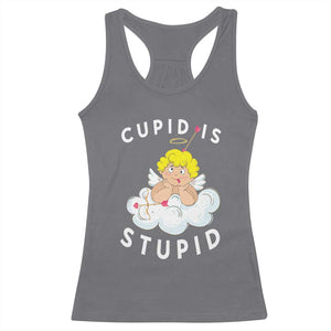 Cupid Is Stupid Funny Anti Valentine's Day Racerback Tank Top TS09 Charcoal Print Your Wear