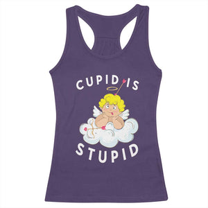 Cupid Is Stupid Funny Anti Valentine's Day Racerback Tank Top TS09 Purple Print Your Wear