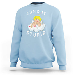 Cupid Is Stupid Funny Anti Valentine's Day Sweatshirt TS09 Light Blue Printyourwear