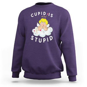 Cupid Is Stupid Funny Anti Valentine's Day Sweatshirt TS09 Purple Printyourwear