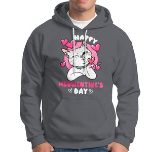 Valentine's Day Hoodie Happy Meowentine Cute Cat Kisses TS09 Charcoal Printyourwear