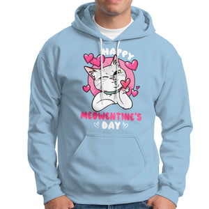 Valentine's Day Hoodie Happy Meowentine Cute Cat Kisses TS09 Light Blue Printyourwear