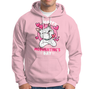 Valentine's Day Hoodie Happy Meowentine Cute Cat Kisses TS09 Light Pink Printyourwear