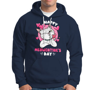 Valentine's Day Hoodie Happy Meowentine Cute Cat Kisses TS09 Navy Printyourwear