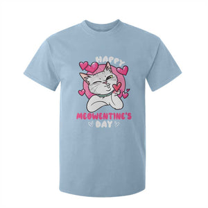 Valentine's Day T Shirt For Kid Happy Meowentine Cute Cat Kisses TS09 Light Blue Print Your Wear