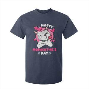 Valentine's Day T Shirt For Kid Happy Meowentine Cute Cat Kisses TS09 Navy Print Your Wear