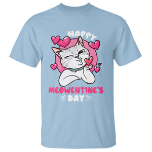 Valentine's Day T Shirt Happy Meowentine Cute Cat Kisses TS09 Light Blue Printyourwear