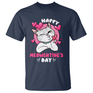 Valentine's Day T Shirt Happy Meowentine Cute Cat Kisses TS09 Navy Printyourwear