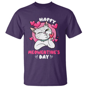 Valentine's Day T Shirt Happy Meowentine Cute Cat Kisses TS09 Purple Printyourwear