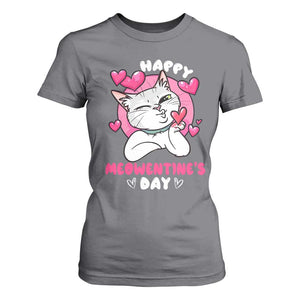 Valentine's Day T Shirt For Women Happy Meowentine Cute Cat Kisses TS09 Charcoal Print Your Wear