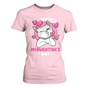 Valentine's Day T Shirt For Women Happy Meowentine Cute Cat Kisses TS09 Light Pink Print Your Wear