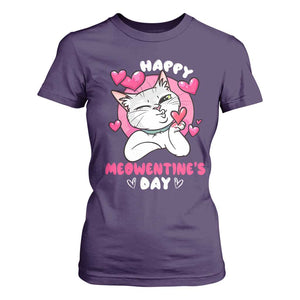 Valentine's Day T Shirt For Women Happy Meowentine Cute Cat Kisses TS09 Purple Print Your Wear