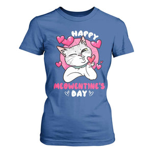 Valentine's Day T Shirt For Women Happy Meowentine Cute Cat Kisses TS09 Royal Blue Print Your Wear