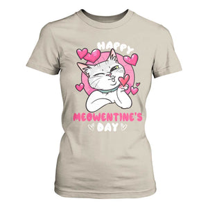 Valentine's Day T Shirt For Women Happy Meowentine Cute Cat Kisses TS09 Sand Print Your Wear