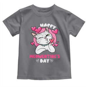 Valentine's Day Toddler T Shirt Happy Meowentine Cute Cat Kisses TS09 Charcoal Print Your Wear