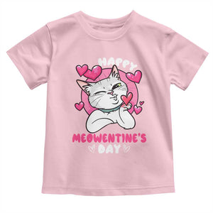 Valentine's Day Toddler T Shirt Happy Meowentine Cute Cat Kisses TS09 Light Pink Print Your Wear