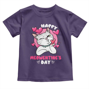 Valentine's Day Toddler T Shirt Happy Meowentine Cute Cat Kisses TS09 Purple Print Your Wear