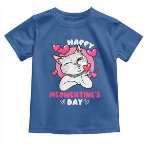 Valentine's Day Toddler T Shirt Happy Meowentine Cute Cat Kisses TS09 Royal Blue Print Your Wear