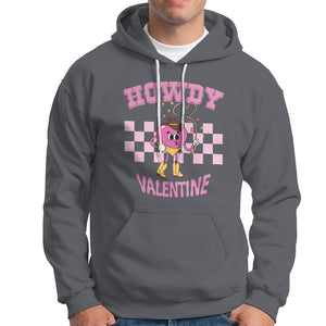 Valentine's Day Hoodie Howdy Valentine Heart Retro Groovy TS09 Charcoal Printyourwear