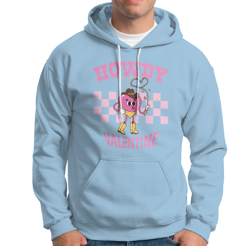 Valentine's Day Hoodie Howdy Valentine Heart Retro Groovy TS09 Light Blue Printyourwear