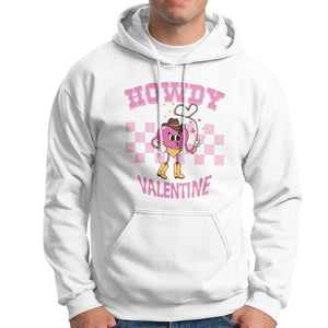 Valentine's Day Hoodie Howdy Valentine Heart Retro Groovy TS09 White Printyourwear