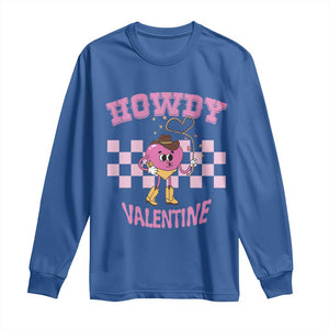 Valentine's Day Long Sleeve Shirt Howdy Valentine Heart Retro Groovy TS09 Royal Blue Print Your Wear