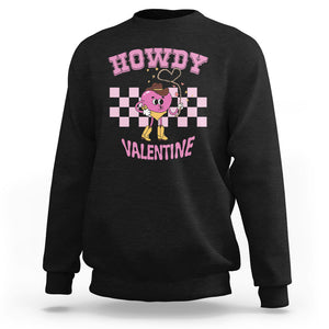 Valentine's Day Sweatshirt Howdy Valentine Heart Retro Groovy TS09 Black Printyourwear