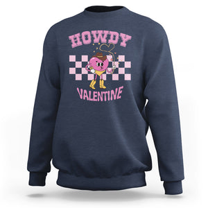 Valentine's Day Sweatshirt Howdy Valentine Heart Retro Groovy TS09 Navy Printyourwear