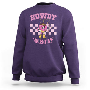 Valentine's Day Sweatshirt Howdy Valentine Heart Retro Groovy TS09 Purple Printyourwear